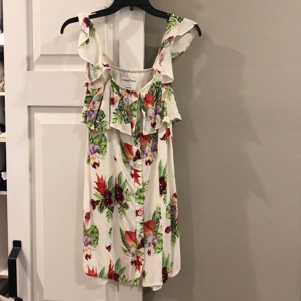 White floral off the shoulder mini dress